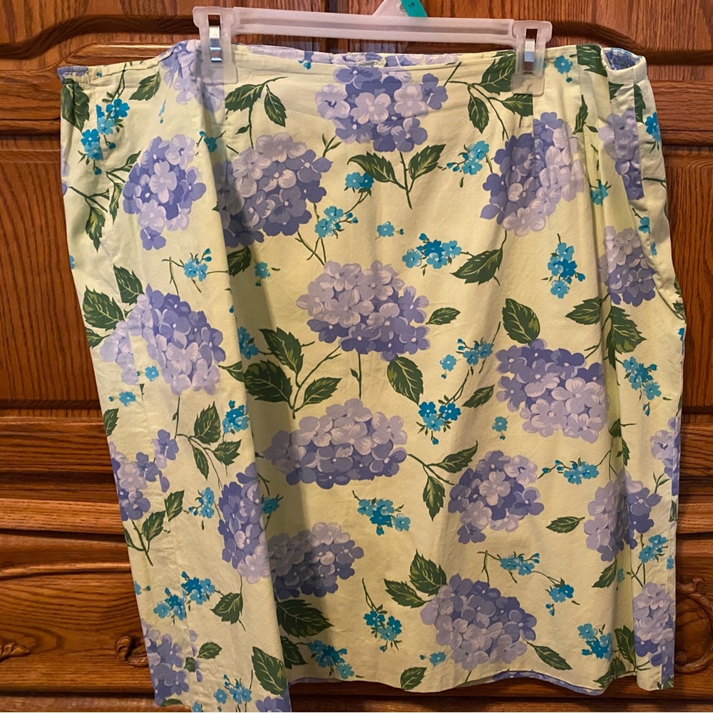 Talbots Cream A-Line Skirt with Lavender and Blue Floral Print